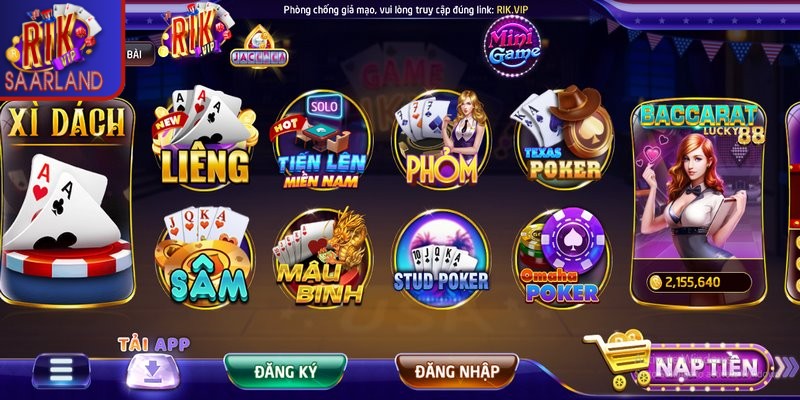 Game bài đổi thưởng Rikvip sở hữu bộ sưu tập các trò chơi nổi tiếng